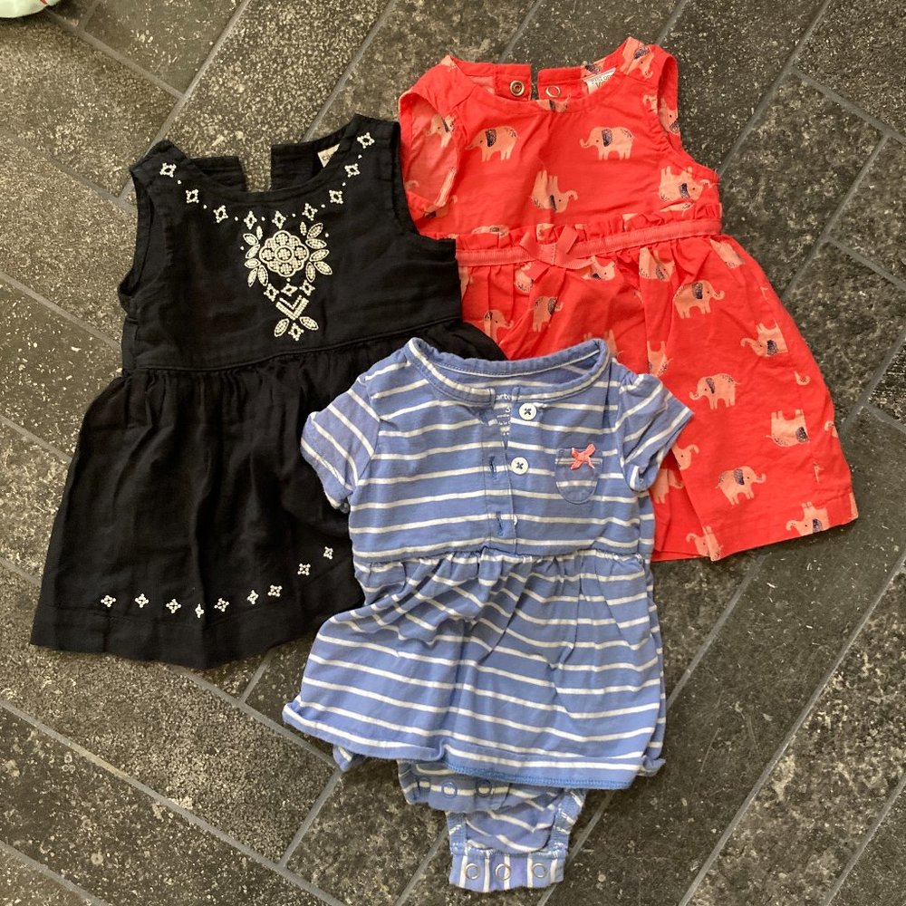 3 baby dresses 3-6 months